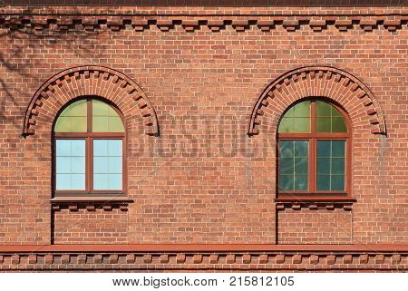 The Windows of the house from a red brick. From the series window of Saint-Petersburg.