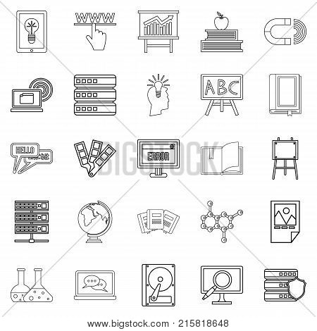 Journal icons set. Outline set of 25 journal vector icons for web isolated on white background