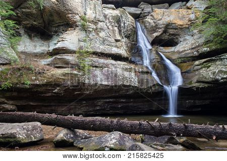 Cedar Falls Wilderness Waterfall. Beautiful Cedar Falls in Hocking Hills State Park in southeastern Ohio.