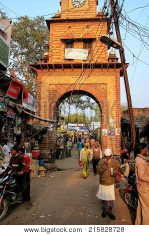 Fatehpur Sikri, India-january 30: Unidentified People Walk Through Street Market On January 30, 2011