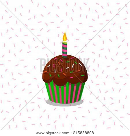 Vector Illustration Of Colored Striped Burning Candles Isolated