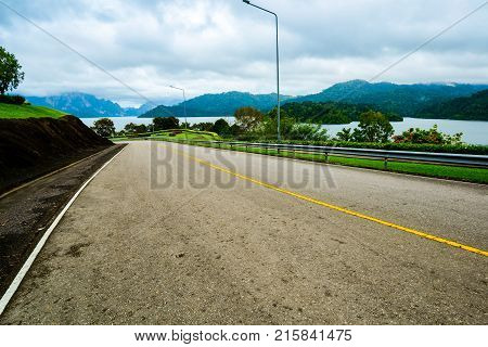 Road to the Dam at the Southern of Thailand (Surat Thani)