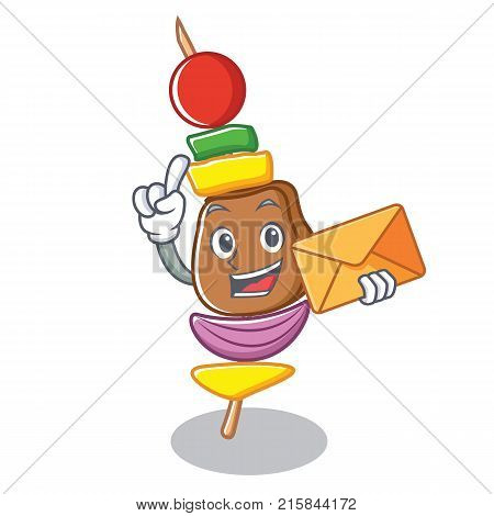 With envelope barbecue character cartoon style vector illustration