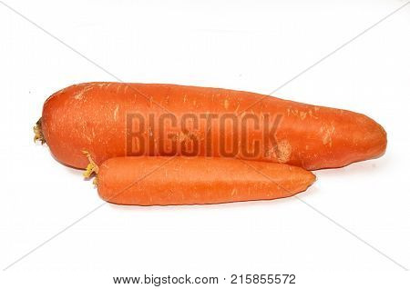 Two whole carrots isolated on a white background. Isolate.