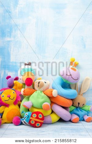 Baby toys frame. Copy space for text
