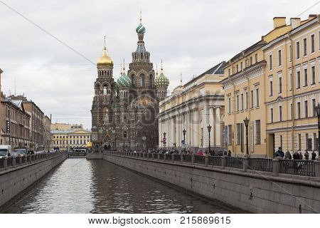 St. Petersburg, Russia - November 1, 2014: Griboyedov Canal and the Cathedral of Christ Resurrection
