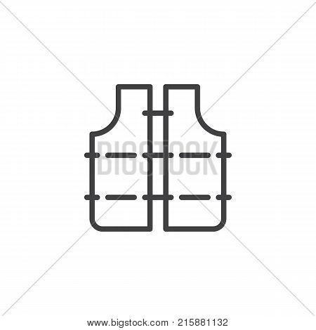 Lifejacket line icon, outline vector sign, linear style pictogram isolated on white. Save vest jacket symbol, logo illustration. Editable stroke