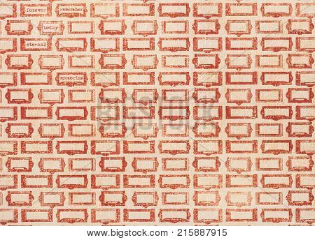 Collection of red frames on beige with words