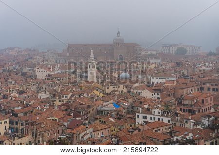 Venice, Italy - October, 2017: Aerial View Of Piazza San Marco And The Campanile In Venice, One Of T