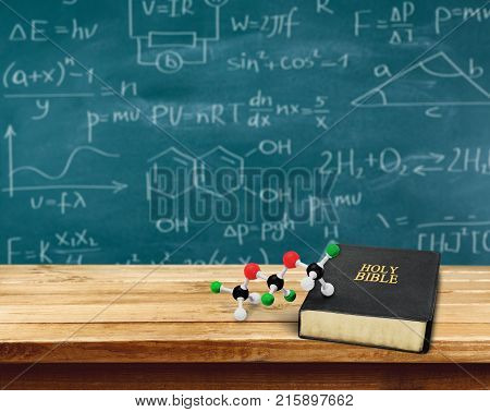 School book holy bible table background light