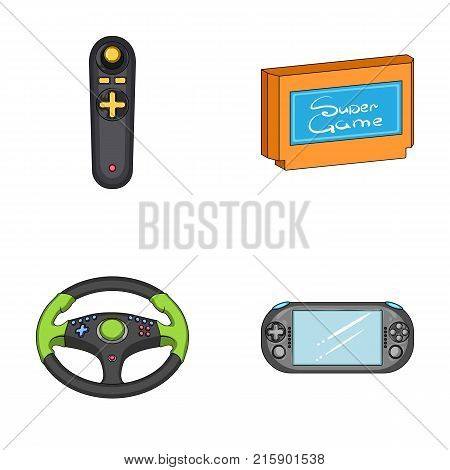 Game console and joystick cartoon icons in set collection for design.Game Gadgets vector symbol stock  illustration.