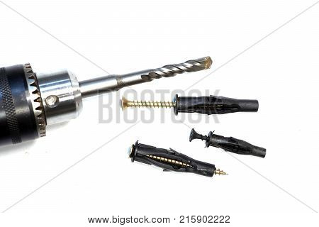 Screws with wall plugs. Dowel. Wall anchors.
