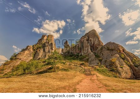 The Belogradchik Rocks are a group of strange shaped sandstone and conglomerate rock formations located in Belogradchik Bulgaria