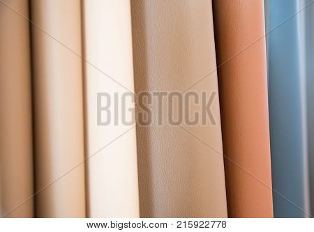 Color palette sample of leather material as a background.