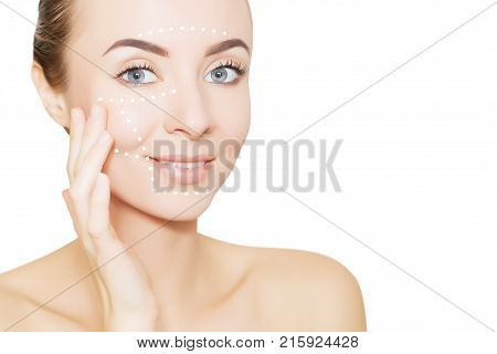 beauty woman face with surgery marks for graphic design