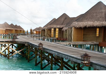 water villas in the Maldives island, tropical,