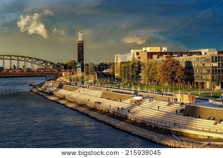 New Rhine Embankment in Cologne Messe Deutz