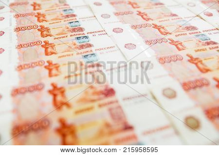 Russian banknote 5000 rubles background. Russian Ruble