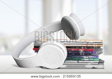 Headphones discs personal accessory audio equipment head phones head phones isolated head phones isolation