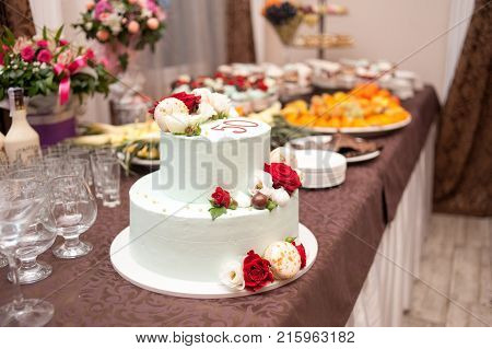 Wedding candies table. Condies for celebrate anniversary