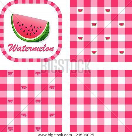 スイカ & ギンガムのシームレスなパターン