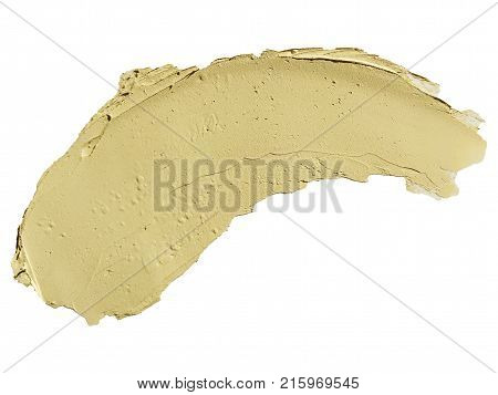 Cosmetic concealer smear strokes isolated on white background tone cream smudged Corrector texture. Make Up.