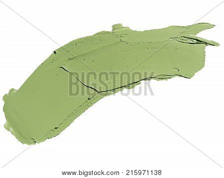 Cosmetic concealer smear strokes isolated on white background tone cream smudged Corrector texture. Make Up.