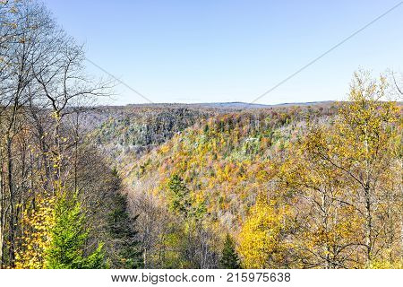 View Of Canaan Valley Mountains In Blackwater Falls State Park In West Virginia During Colorful Autu
