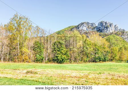 View Of Canaan Valley Mountains In Blackwater Falls State Park In West Virginia During Colorful Autu