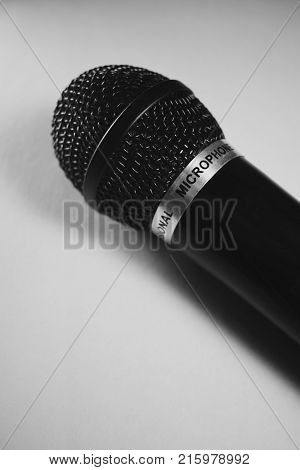 microphone that lies on a table on a white background