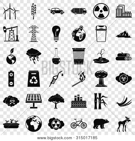 Protection Of Ecology Icons Set. Simple Style Of 36 Protection Of Ecology Icons For Web For Any Desi