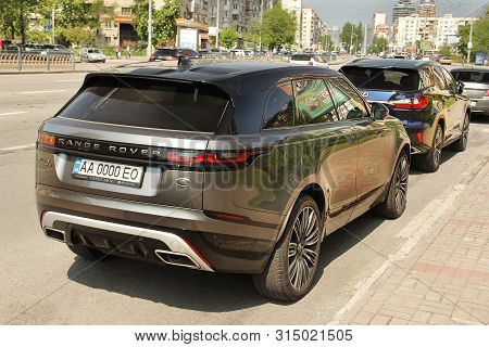 Kiev, Ukraine - May 3, 2019: Stylish Range Rover Velar In The City