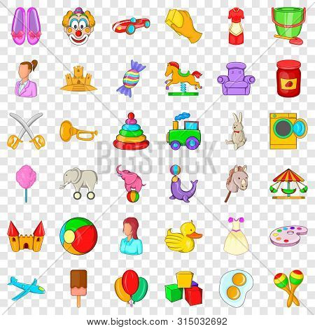 Baby Sitter Icons Set. Cartoon Style Of 36 Baby Sitter Icons For Web For Any Design