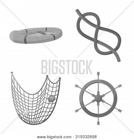 Isolated Object Of Nautical And Voyage Symbol. Set Of Nautical And Seafaring Vector Icon For Stock.