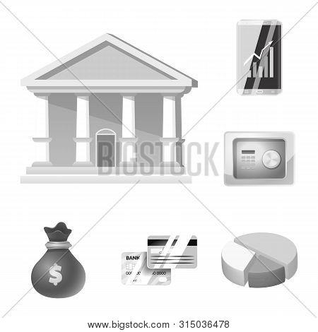 Isolated Object Of Bank And Money Logo. Set Of Bank And Bill Vector Icon For Stock.