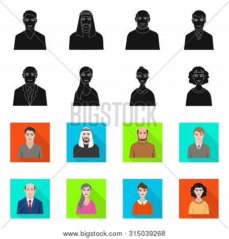 Vector Illustration Of Hairstyle And Profession Sign. Set Of Hairstyle And Character Stock Vector Il