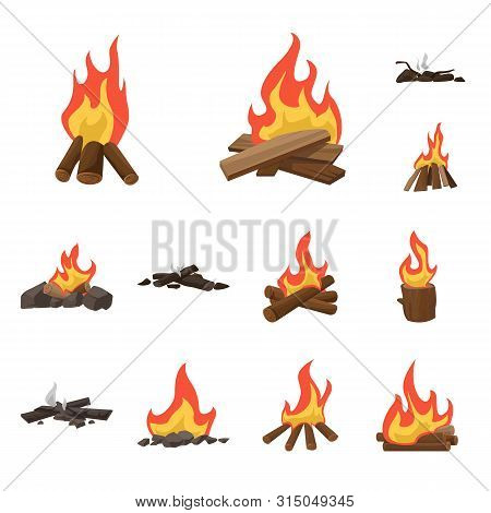 Vector Design Of Flame And Fire Icon. Set Of Flame And Camp Vector Icon For Stock.