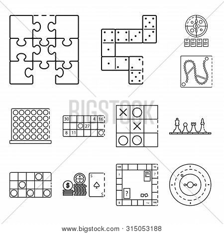 Vector Illustration Of Puzzle And Jackpot Icon. Collection Of Puzzle And Luck Vector Icon For Stock.