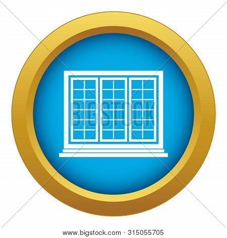 Wooden Tricuspid Window Icon Blue Isolated On White Background For Any Design