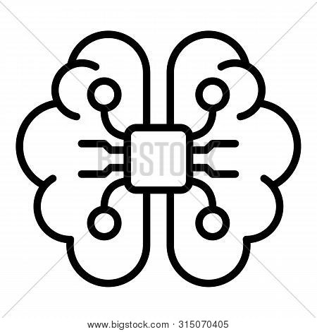 Ai Brain Icon. Outline Ai Brain Icon For Web Design Isolated On White Background