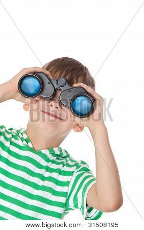 Boy Holding Binoculars