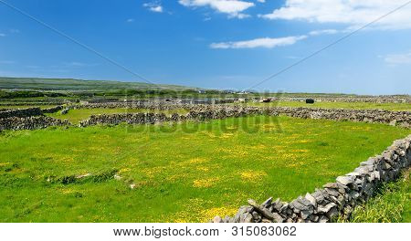 Inishmore Or Inis Mor, The Largest Of The Aran Islands In Galway Bay, Ireland. Famous For Its Irish