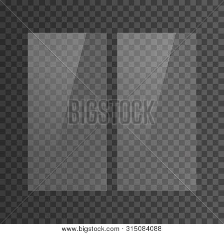 Realistic Effect Of Reflection On A Plastic Window. Double-glazed Window Advertising. Glass Plate Se