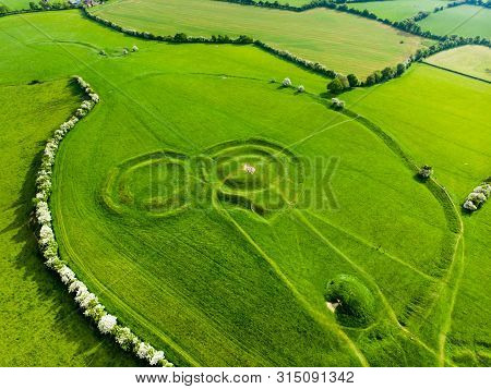 Aerial View Of The Hill Of Tara, An Archaeological Complex, Containing A Number Of Ancient Monuments