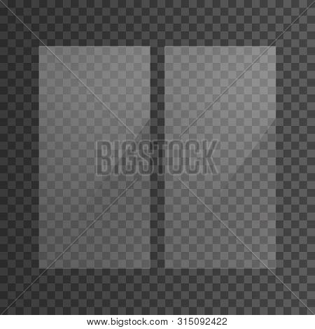 Realistic Effect Of Reflection On A Plastic Window. Double-glazed Window Advertising. Glass Plate Se