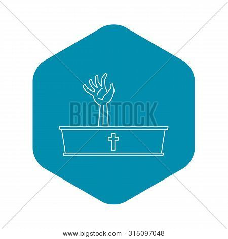 Dead Man Hand Coming Out Of His Grave Icon. Outline Illustration Of Dead Man Hand Coming Out Of His 