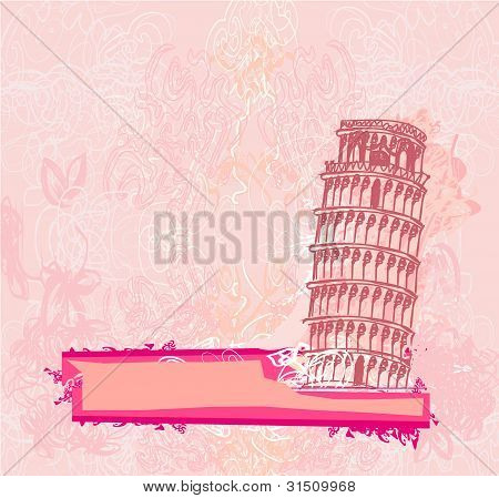 Vector fondo de grunge de torre de pisa