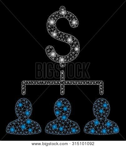 Glowing Mesh Payment Relations With Sparkle Effect. Abstract Illuminated Model Of Payment Relations 