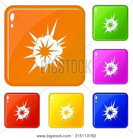 Nucleate Explosion Icons Set Collection Vector 6 Color Isolated On White Background