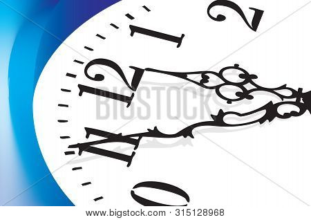 Vintage Clock Hands. Dial Close Up - Time. Vector Illustration.